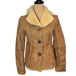 Vintage 80s Windward Shearling Jacket Sz S Tan Fur Lining Sheepskin Heritage